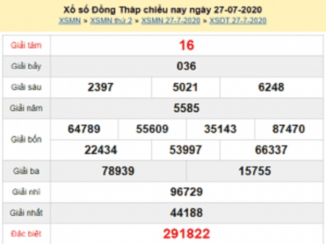 Bảng KQXSDT- Dự đoán xổ số đồng tháp ngày 03/08/2020 tỷ lệ trúng cao